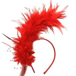 Scnvsi Feder-Stirnband, Fascinator-Stirnband, Cosplay-Haarband, Kopfschmuck im Stil der 1920er Jahre, Vintage-Feder-Haar-Accessoire für Frauen von Scnvsi