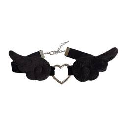 Scnvsi Modische schwarz-weiße Engelsflügel-Halskette, wunderschön gefertigter schwarz-weißer Engelsflügel-Halsketten-Chokerschmuck von Scnvsi