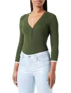 Scotch & Soda Damen Button Detail Skinny Rib Pullover, Field Green Melange 6504, S von Scotch & Soda