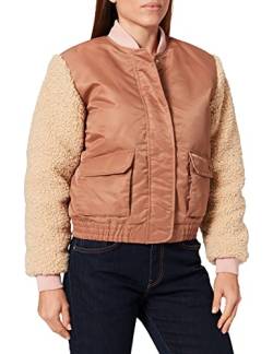 Scotch & Soda Maison Damen Bomber Jacket with Teddy Sleeves and Repreve Padding College-Jacke, Pink Rose 4162, S von Scotch & Soda