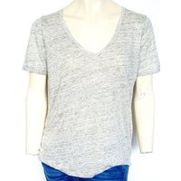 T-Shirt Scotch & Soda Maison Scotch V-Neck Damen T-Shirts, Scotch & Soda T-Shirt, Hell Grau Leinen von Scotch & Soda