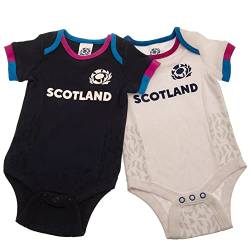 Baby Babys 2 Packung Schottland Schottischer Rugby Set Bodys Weste Heim & Auswärts Set Farben 100% Offiziell (12-18 Monate) von Scotland RU