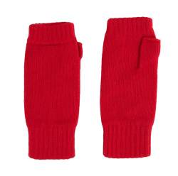 Fingerlose Damen-Handschuhe aus reiner Kaschmirwolle, hergestellt in Schottland, rot von ScotlandShop