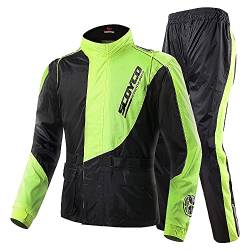 SCOYCO Motorrad-Regenanzug, wasserdicht, leicht, reflektierend, für Erwachsene, RC01 - Grün - Large von Scoyco