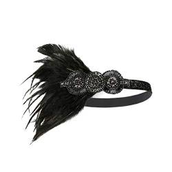 Kopfschmuck Haarreife für Frauen Braut Kopfschmuck Feder Flapper Stirnbänder Spiel Mädchen Kleid Stirnband Mehrfarbig(Schwarz,free) von Scrolor