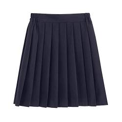Women Fashion Skirt School Uniform Solid Pleated Skirts Academic Style Skirt Sexy Temperament School Uniform Skirt (Navy, XL) von Scrolor