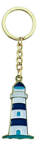 Sea-Club Schlüsselanhänger - Leuchtturm blau Anhänger Zink 3x5cm goldfarben & emailliert von Sea-Club