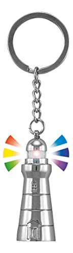 Sea-Club Schlüsselanhänger - Leuchtturm mit farbigem Blinklicht Anhänger Messing verchromt H=5cm Ø=2cm von Sea-Club