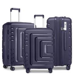 Sea choice Koffer Set Erweiterbar 3tlg. Handgepäck Hardschalen Trolley aus PP Reisekoffer mit 4 Zwillingsrollen und TSA Schloss 45L 72L 100L, M/L/XL von Sea choice