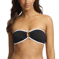 Seafolly Damen Bandeau-Bikinioberteil mit Ring vorne Bikini, Beach Bound Schwarz, 42 von Seafolly