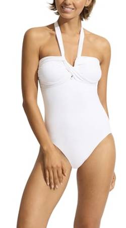 Seafolly Damen Neckholder Plunge Einteiliger Badeanzug, Eco Collective Weiß, 38 von Seafolly