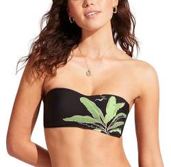 Seafolly Damen Standard Soft Cup Bustier Bandeau Bikini Top Badeanzug, Palm Paradise Schwarz, 40 von Seafolly