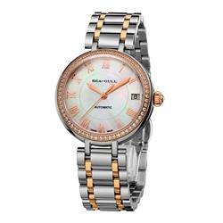 2021 Seagull Damenuhr Automatische Mechanische Uhr Ultradünn Casual Einfache Römische Urlaub Saphir Frauen Armbanduhr, gold von Seagull