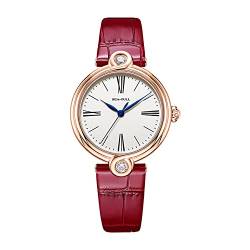SEA-GULL Seagull Damenuhr Zirkon Infinity Series Erschwingliche Luxus Mechanische Uhren für Frauen 1043L, rot, Riemen von Seagull