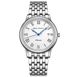 SEA-GULL Seagull Herren-Armbanduhr, 39 mm, automatisch, mechanisch, 5 ATM wasserdicht, 6151, weiß von Seagull