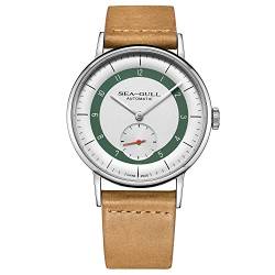 SEA-GULL Seagull Herren-Armbanduhr, automatisch, mechanische Uhren, Bauhaus, lässige Mode, Armbanduhren für Herren, grün, Riemen von Seagull