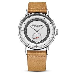 SEA-GULL Seagull Herren-Armbanduhr Bauhaus Automatikuhren mit versunkenem Sub-Zifferblatt, Licht, lässige Uhr für Herren, dunkelgrau, Armband von Seagull