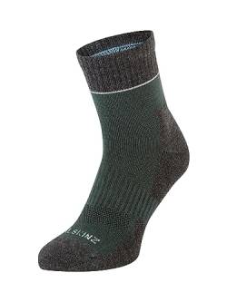 SEALSKINZ Morston Solo Allwetter-Socken, schnell trocknend, olivgrün-graumeliert-cremefarben, Größe M von SealSkinz