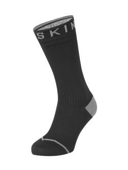 SEALSKINZ Unisex Allwetter Wasserdichte Socken mit Hydrostop - Mittellang - Schwarz/grau, L von SealSkinz