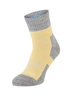 SEALSKINZ Morston Solo Allwetter-Socken, schnell trocknend, gelb-hellgraumeliert-cremefarben, Größe S von SealSkinz