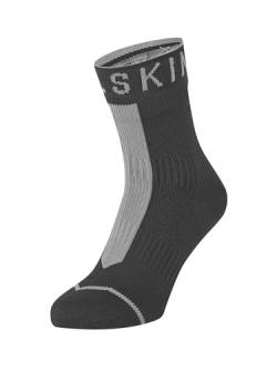 SealSkinz Unisex Allwetter Wasserdichte Socken mit Hydrostop – Knöchellang, Schwarz, S, 11100062010, schwarz/grau von SealSkinz