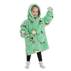 SearchI Tragbare Decke Hoodie für Kinder,Super Weiches Warmes und Bequemes Sherpa Hoodie Sweatshirt Blanket mit Tasche für kleine Mädchen und Jungen(für 2-6 Jahre,Grün) von SearchI