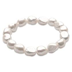 Secret & You Perlenarmband aus Süßwasser-Zuchtperlen aus weißem Barock 10-11 mm 16 Perlen insgesamt - 18 cm elastisches Armband. von Secret & You