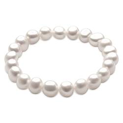 Secret & You Perlenarmband aus Süßwasser-Zuchtperlen aus weißem Halbbarock 9-10 mm 22 Perlen insgesamt - 18 cm elastisches Armband. von Secret & You