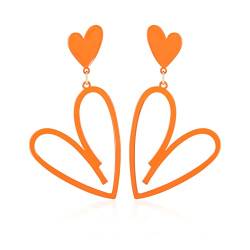 Double Heart Dangle Earrings für Frauen, Love Heart Drop Stud Earrings Lightweight Hypoallergenic Trendy Ohrringe für Teen Girls von Secroma