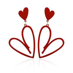 Double Heart Dangle Earrings für Frauen, Love Heart Drop Stud Earrings Lightweight Hypoallergenic Trendy Ohrringe für Teen Girls von Secroma