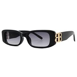 Secuos Sonnenbrille Neue Marke Frauen Sonnenbrille Bb Classic Fashion Herren Sonnenbrille Uv400 Reisesportplatz Retro Rechteck Sonnenbrille Farbverlauf Schwarz von Secuos