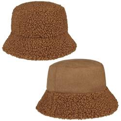 Seeberger Teddy Fur Wendehut Bucket Hat Fischerhut Kunstfellhut Damenhut Stoffhut (One Size - braun) von Seeberger