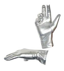 Seeksmile Unisex Spandex Handschuhe glänzend Metallic - Silber - Medium von Seeksmile