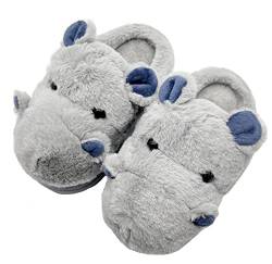 Seemehappy Fuzzy Hippo Unisex Kinder Hausschuhe, bequeme Jungen Hausschuhe, Winter warme Schuhe, Baumwollschuhe, Hausschuhe für Jungen Mädchen 4,5,6,7 Jahre-Hippo Hausschuhe,28/29 von Seemehappy