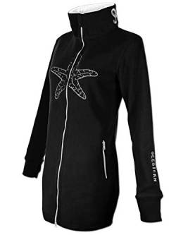 SEESTERN Damen Fleecejacke mit Stehkragen 2WegeZipper Fleecemantel Fleece XS-4XL /1628 Schwarz_Weiß XS von Seestern Sportswear