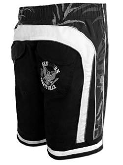 SEESTERN Herren Boardshorts Surfshorts Boardshort Badeshorts mit Gummizug hinten S-3XL mittellang 47-49cm /1943 Schwarz L von Seestern Sportswear