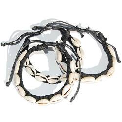 SEESTERN Kauri Muschel Armband/Armbänder Surfer Shell Bracelet /2001 Schwarz_3 Stueck von Seestern Sportswear