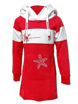 SEESTERN Kinder Langes Kapuzen Sweat Shirt Pullover Hoody Sweater Gr.116-164/2105 Rot_Weiß 158-164 von Seestern Sportswear