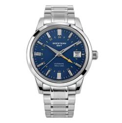 Seestern S446 GMT Automatik Stahl Blau Datumsanzeige Saphir Uhr Herren von Seestern