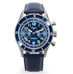 Seestern Sugess Chronograph Mechanisch Stahl Leder Blau Herrenuhr von Seestern