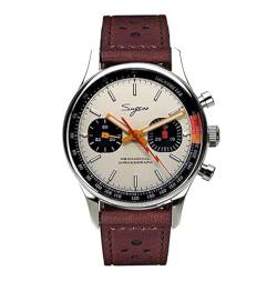 Seestern Sugess Chronograph Mechanisch Stahl Leder Braun Creme Vintage Herrenuhr von Seestern