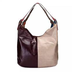 Segater Damen Bunte Tote Tasche Mehrfarbige Echtes Leder Handtasche Zufällige Multicolor gespleißt Umhängetasche Work Shopper Reisetasche Schultertasche von Segater