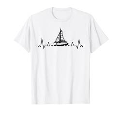 Catamaran-Boot Segelboot Segeln Segler Herzschlag Katamaran T-Shirt von Segeln Segel Segler Zubehör Geschenke Bekleidung