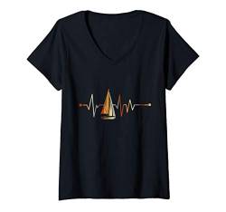 Damen Segler Geschenk Segelboot Meer Herzschlag Segeln T-Shirt mit V-Ausschnitt von Segeln T-Shirts & Wassersport