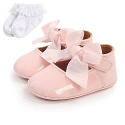 Baby Mädchen Mary Jane Schuhe Baby Mädchen Prinzessin Bow-Knot Schuhe Anti-Rutsch Baby First Walking Schuhe Hochzeitskleid Schuhe mit Socke von Sehfupoye