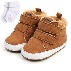 Sehfupoye Baby Jungen Mädchen Winter warmen Schnee Booties Sneakers Baby erste Wanderschuhe rutschfeste weiche Kleinkinderschuhe Booties 0-6m mit Socken von Sehfupoye