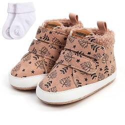 Sehfupoye Baby Jungen Mädchen Winter warmen Schnee Booties Sneakers Baby erste Wanderschuhe rutschfeste weiche Kleinkinderschuhe Booties 0-6m mit Socken von Sehfupoye