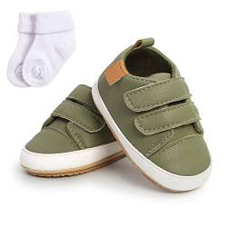 Sehfupoye Baby Mädchen Jungen Turnschuhe Kleinkind PU Leder erste Walking Schuhe Kleinkind Neugeborenes Prewalker Turnschuhe für 0-6 Monate mit Socke von Sehfupoye