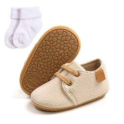 Sehfupoye Baby Mädchen Jungen Turnschuhe Kleinkind PU Leder erste Walking Schuhe Kleinkind Neugeborenes Prewalker Turnschuhe für 0-6 Monate mit Socke von Sehfupoye