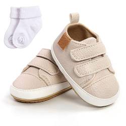 Sehfupoye Baby Mädchen Jungen Turnschuhe Kleinkind PU Leder erste Walking Schuhe Kleinkind Neugeborenes Prewalker Turnschuhe für 12-18 Monate mit Socke von Sehfupoye